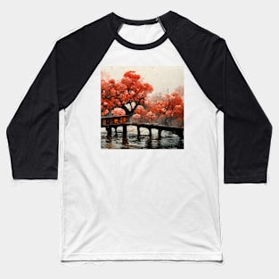 Flower River House Cherry Blossom Trees Baseball T-Shirt